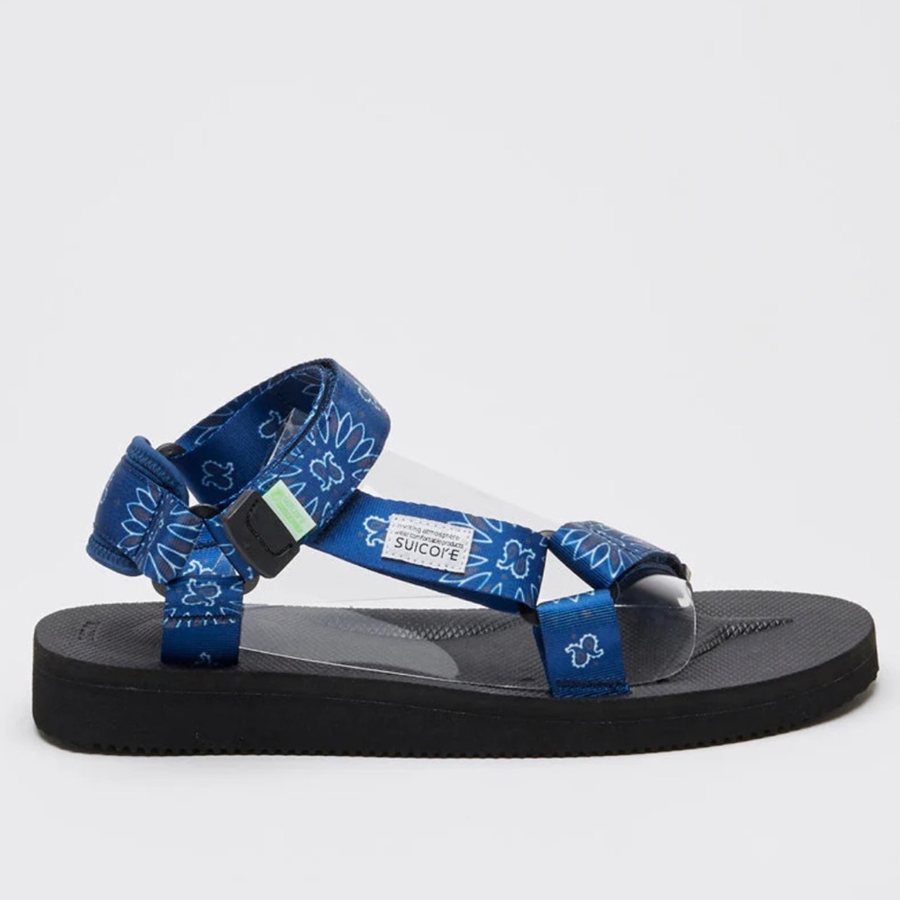 Suicoke Velcro Sandals Blue Paisley Bandana DEPA-CAB-PT02 | Women’s Size 9